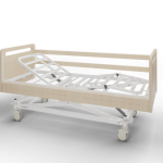 Letto elettrico 90.11 ETOILE per RSA e lungo degenza con sponde in legno e ruote centralizzate
