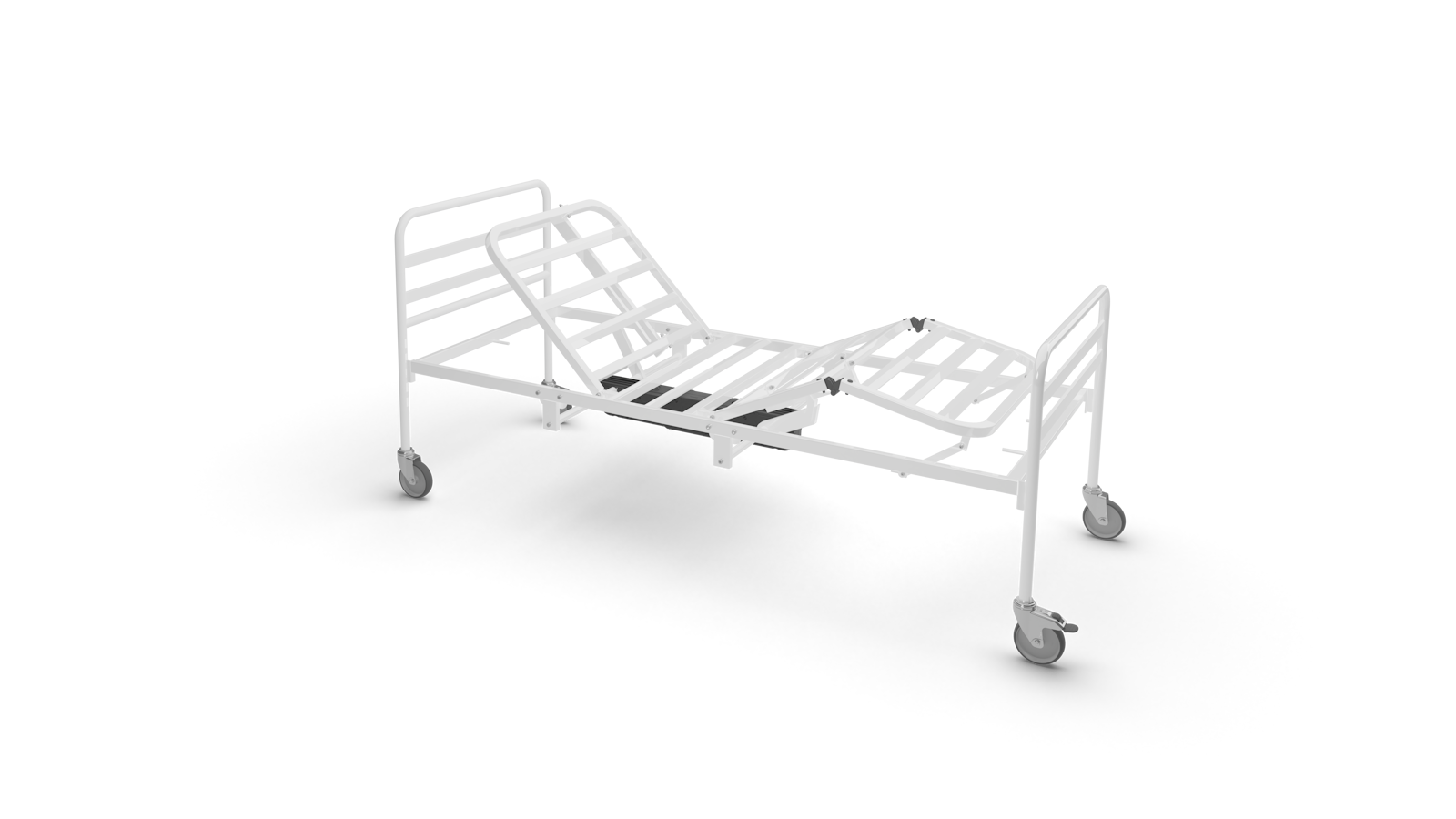 Letto da degenza elettrico ad altezza fissa con ruote e sponde, certificato ISO 13485 - Produzione medicale Castagner.